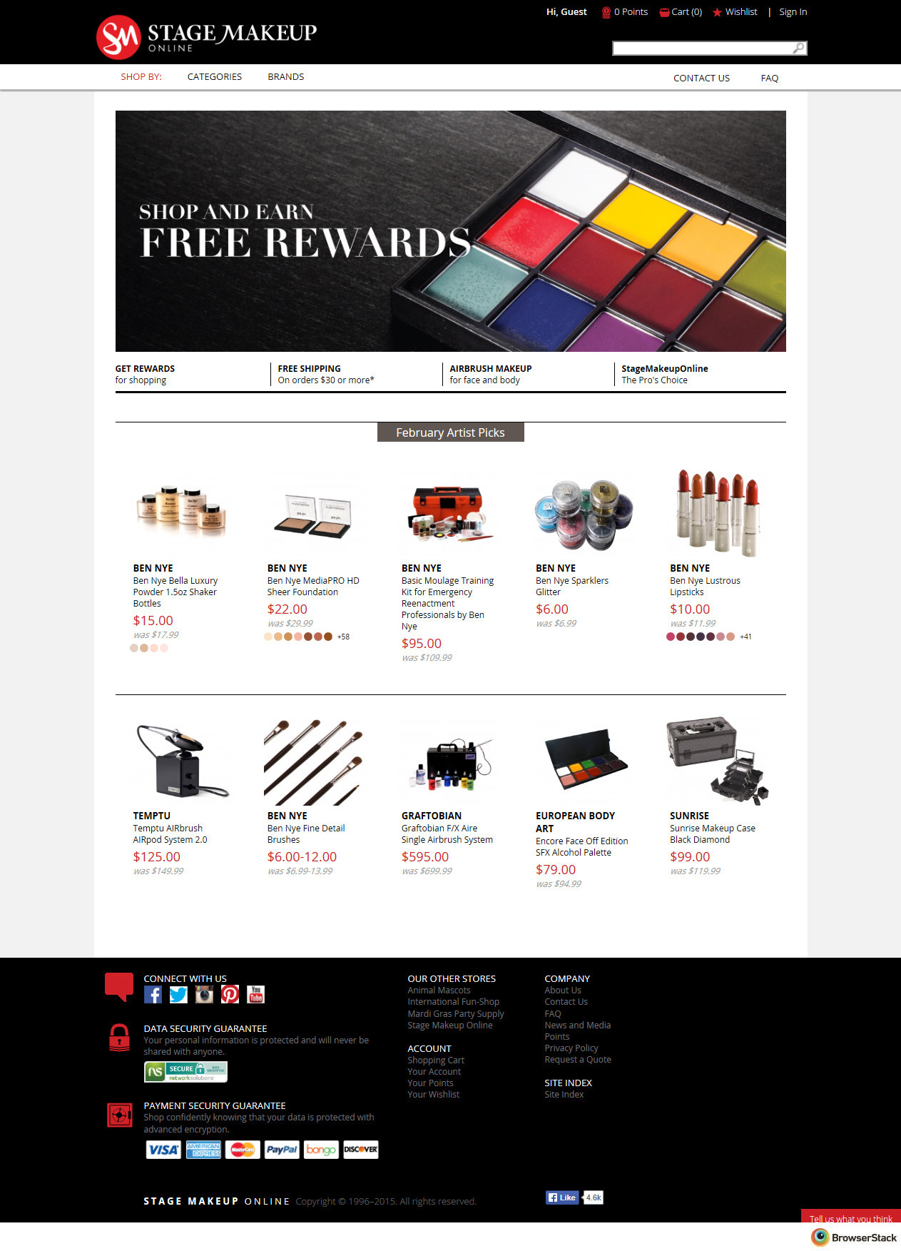 desktop version of the new fun-shop website