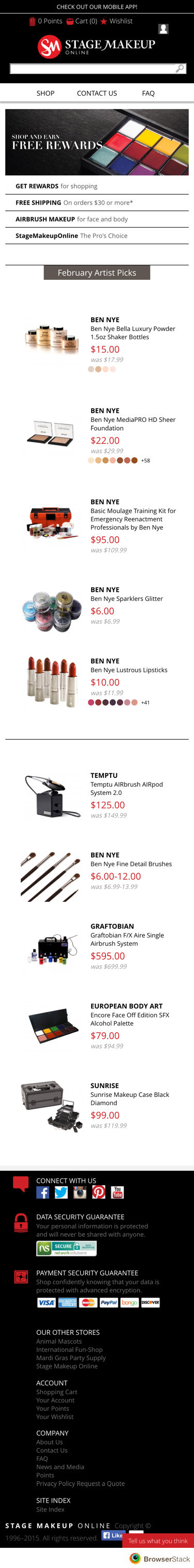 mobile version of the new fun-shop website